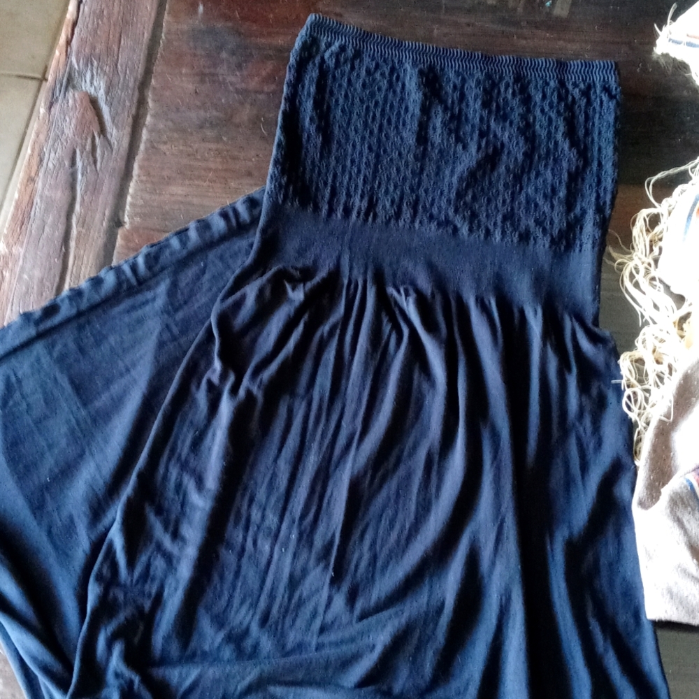 Aruba Blue Black Sleeveless Crotchet Top Dress
